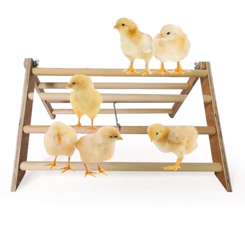 Totority Chicken Perch Stand Wooden Roosting Bar for Baby Chicks Poultry Coop Accessories Stable Detachable 13.38X9.84X7.87 Inches