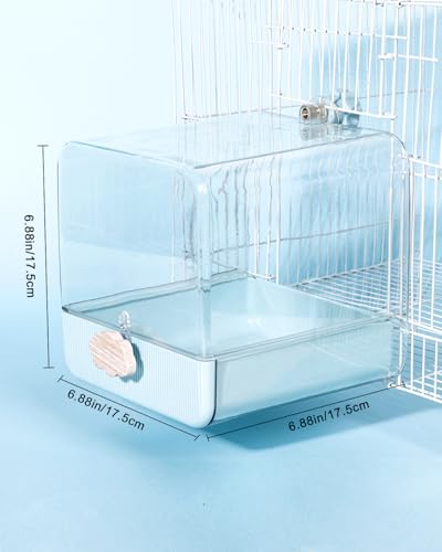 Hanging Bird Bath for Cage, 3 in 1 Multifunction Bird Bath/Bowl/House, Bird Cage Accessories Suitable for Small to Medium Birds Parakeet, African Grey, Conure, Cockatiel(6.8X6.8X6.8 inch Turquoise) - color: Turquoise