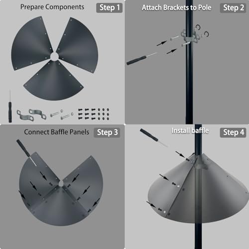 Forever song Squirrel Baffle for Bird feeders Pole, Squirrel Proof Cone. | 16.5-inch pole mount squirrel deterrent and guard for outdoor shepherd hooks, premium bird feeder accessories and shields - size: 16.5''