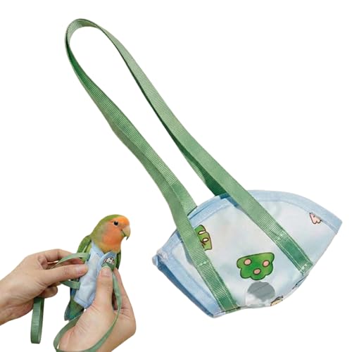 Bird Travel Carrier Escape-Proof Holder Vest | with Handle Bird Harness Conure for Cockatiel Parakeet Finch Outdoor Indoor Walking Park Garden - color: M