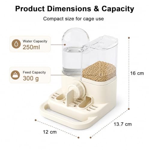2-in-1 Quail Feeder and Waterer for Cage, Gravity Auto Waterer and Feeder | No-Waste Bird Feeder, No-Spill Quail Waterer, Hanging or Standing, Dry/Wet Separation, for Chick/Duck/Hamster