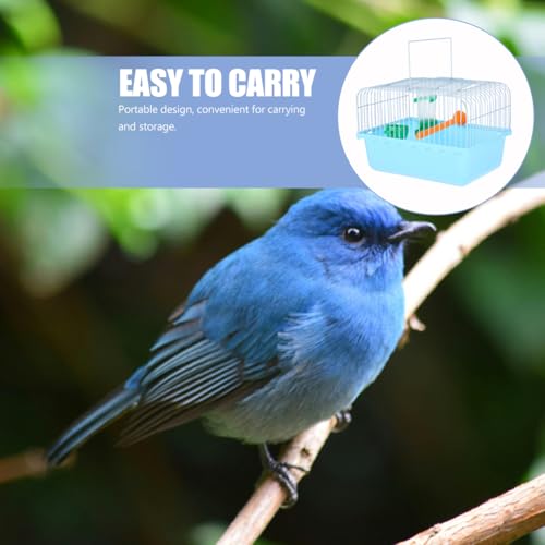 BESPORTBLE Portable Bird Carrier Travel Cage Bird Travel Cage with Perch Food Box and Waterer Spacious for Parrots Lovebirds and Small Birds 9.29 X 6.57 X 6.29 in - color: Blue