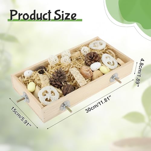 Bird Foraging Toys Box, Wooden Foraging for Bird,Wood Color, L | Wooden Foraging and Shredding Toy for Birds, Bird Box for Mental Stimulation - color: Wood Colour, size: Large