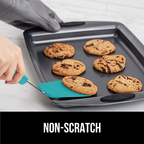GORILLA GRIP BPA-Free Silicone Spatula for Non Stick Frying Pan, Heat Resistant Flexible Head, Patented Comfortable Rubber Handle, Non-Scratch Kitchen Turner, Flip Burgers, Pancakes, 11.6 in Turquoise - color: Turquoise