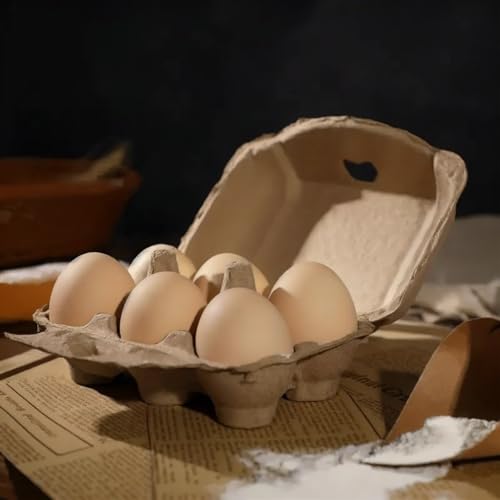 50 Pack Half Dozen Egg Cartons, Natural Pulp Egg Carton Bulk 6 Count for Chicken Eggs and Small Duck Eggs, Reusable, Protects, Egg Storage Containers for Home Kitchen and Farmhouse (50 PCS 6 Count) - color: 50 PCS 6 Count