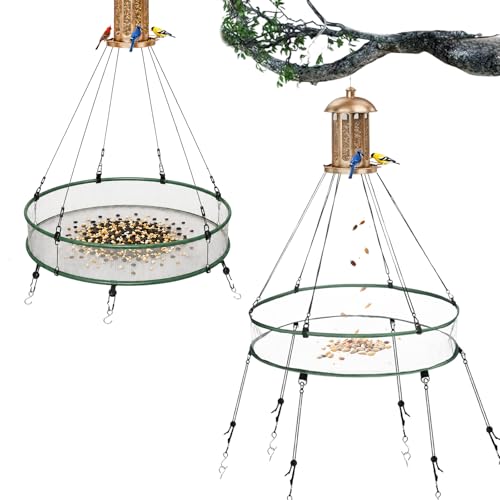 2-Pack Bird Seed Catcher Tray for Outdoor Hanging Feeders, 24" Large Upgraded Anti-Flip Feeder Tray with 4" Deep Windproof Platform, Stable Design to Catch Dropped Seeds, Fits Most Bird Feeders - size: 24 Inch - 2 Pack