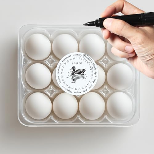 320 Pcs Duck Egg Laid on Stickers, 2 Inch Round Farm Fresh Eggs Sticker Round Eggs Stickers PET Adhesive Egg Packaging Sticker for Box Container Carton Farm Supplies - color: Duck Eggs