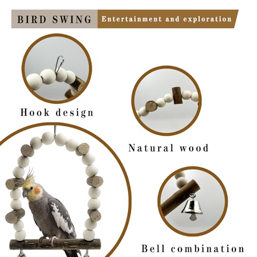 5Pcs Natural Wooden Bird Perch Set – Parrot Perch Toys, Bird Cage Perches, Cage Accessories for Budgies, Cockatiels, Lovebirds, Finches, and Other Small to Medium Birds - size: 5PCS-A