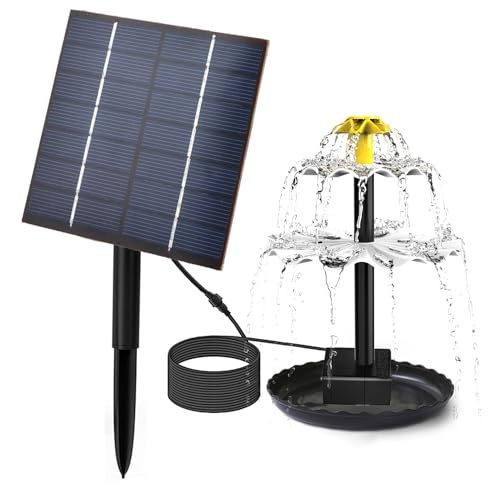 Lewisia 3-Tier Solar Bird Bath Fountain Water Pump Solar Powered Waterfall Feature for Birdbath Garden Backyard Pond Pool Outdoor Decoration 2.5W - size: Without Glass Bowl