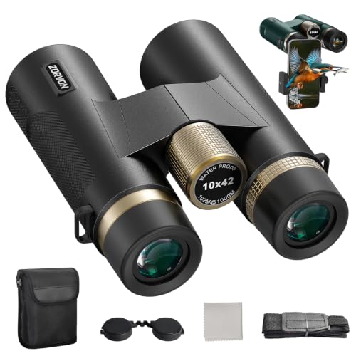 10x42 HD Binoculars for Adults, High Powered Binoculars with BAK4 Prism, Low Light Vision, Easy Focus, Waterproof Binoculars with Large Eyepiece for Bird Watching, Alaska Cruise, Hiking, Hunting - color: Black