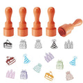 AHANDMAKER 5 Styles Mini Birthday Party Wooden Rubber Stamp, Small Cake/Gift/Party Hat/Candle Patterns Stamps for DIY Making Scrapbooking Card Stamping Pottery Clay Crafting - style: Birthday Party