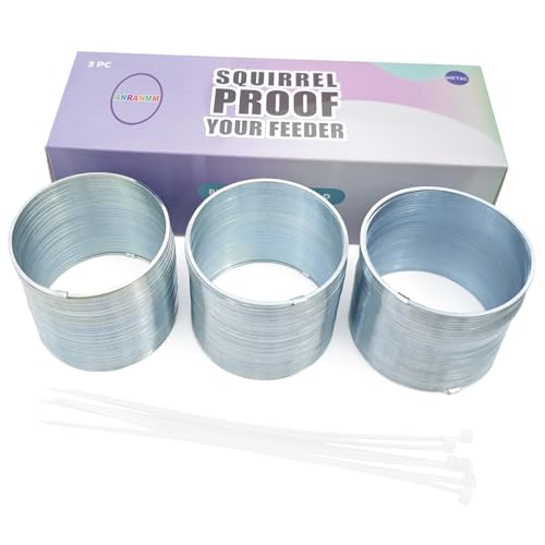 3 Pcs Outdoor Squirrel Baffle - Metal Spring Device, Anti Squirrel Barrier - Spring Coil Guard, Bird Feeder Accessories for Bird Feeder Poles Protect Seed - color: Silver