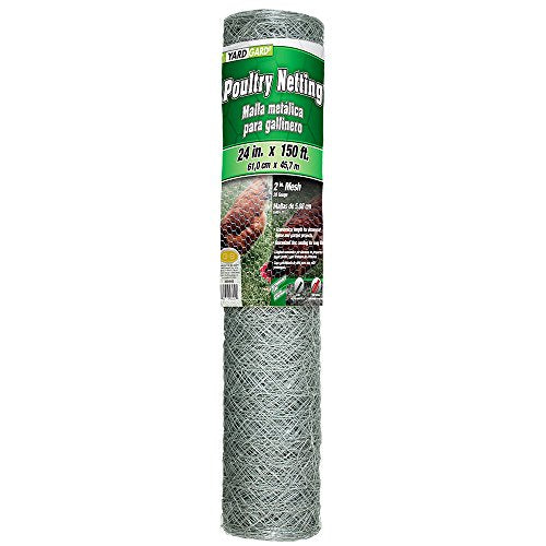 YARDGARD 2 Inch Poultry Netting, Chicken Wire Fence, 20 Gauge Galvanized Steel, Rabbit Fencing, Bird Enclosures, Garden Protection and Plant Support, 24 Inches x 150 Feet Legacy
