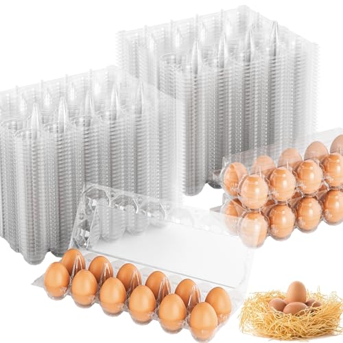 Egg Cartons Cheap Bulk 100 Pack, 1 Dozen Plastic Egg Carton for Refrigerator, Reusable Egg Container Holder for Storing, Sharing, Selling, Clear Egg Cartons for Home Ranch Farm Market-2x6 Grids | Reusable Bulk Egg Carton Clear Egg Holder for Home Ranch Fa