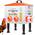 55LBS Large Capacity Automatic Chicken Feeder - Upgraded Window Design Allows Viewing of Feed Conditions, 8 Feeding Ports, Anti-Waste Design, Height-Adjustable Legs & Secure