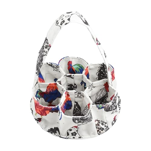 Egg Collecting Basket with 7 Pouches, Mini Egg Collecting Bags Gathering Bag for Fresh Eggs Transporting Storage, Farmhouse Eggs Gathering Basket for Chicken, Hen, Duck, Goose