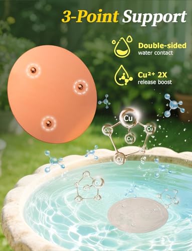 Mellbree 2-Pack Bird Bath Copper Disc, 0.6mm Flower-Style Reinforced 99.99% Pure Copper Disk for Physical Safe Clean Water, Universal Compatible with Outdoor Birdbaths, Bowl (Flower) - color: Copper Flower