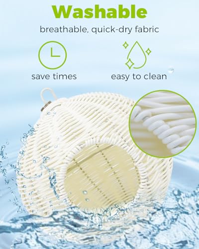 Chewproof Steel Frame Bird Nest for Cage, Washable Small Bed Hammock | Bird Hideout Lay Eggs Parakeet Nest Sleep Rest, Parakeet Warm Bed House Hut for Lovebird, Canary, Budgie, with Cushion - color: S-Long Chain-white for Small Birds