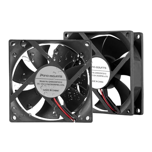 80mm Moisture-Proof 12V High Airflow Cooling Fan 2Wire 3Pin 3500RPM 2-Pack | Compact IP44 Square Fan for High Humidity Areas & Equipment Cooling - PC PSUs, Incubators, RV Fridges, Underground Garages