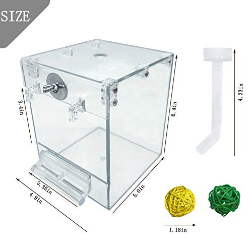 kathson Acrylic Bird Cage Bath Box,Parrot Hanging Tube Shower Box Birds Bathtub Cage Accessory with Water Injector Feeding Spoon for Small Pet Canary Lovebird Budgies Parakeets Cockatiel Conure(3 Pcs) - size: 【White：1PcsType1】