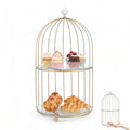 DOITOOL Gold Metal Cupcake Stand Bird Cage Dessert Stand, 2 Tier Dessert Display Stand Cake Holder for Wedding, Party, Birthday, Baby Shower Celebrations, Table Decorations