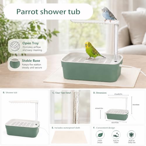 Parrot Bathtub Bird Automatic Bath Shower,Small Bird Shower Fountain Indoor Bathtub with Running Water, Contains USB and Pump,for Small Pet Birds, Cockatiel, Conure, Budgie, Lovebird(Small) - color: Small