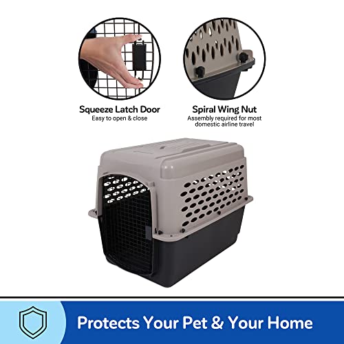 Petmate Vari Dog Kennel - Portable Dog Carriers & Crates for Large Dogs, Airline-Friendly, Durable Plastic, Pet Carrier For Home and Travel, 36 Inches, Taupe and Black - size: 36.0"L x 25.0"W x 27.0"H