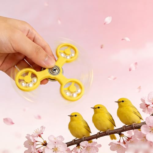 Spinning Bird-Toys Cage-Accessories & Bird-Perch & Bird-Swing Enrichment | Parrot-Parakeet Budgie Cockatiel Conure Macaw Chicken | Parrot Enrichment | Cage Accessories | Small Animal Chewing Toy - color: Yellow Spinner
