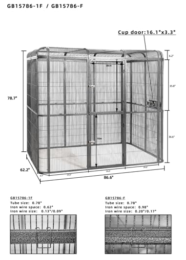 SENY Heavy Duty Large Walk-in Bird Aviary Cage, 79H x 86W x 62D inches, for Parrots, Macaws, Cockatoos, Reptiles, Dogs, Birds Flight Cage. (Silver Black, Wire Size: 0.14") - color: Silver Black, size: Wire Size: 0.14"