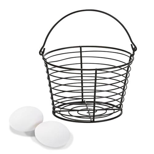 Little Giant® Large Egg Basket Kit | Chicken Egg Basket with Ceramic Eggs | Egg Collecting Basket Kit (White Eggs, Small Basket (8 Inches)) - color: White Eggs, size: Small Basket (8 Inches)