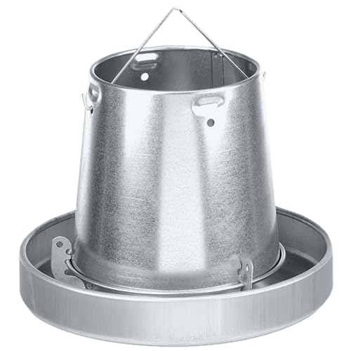 Premier 1 Galvanized Cone Feeder for Chickens & Poultry - 11 lb Capacity | Heavy-duty metal construction. Clever adjustment method. Free standing or hanging via built-in handle.