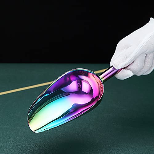 Rainbow Ice Cream Scoop - Premium Stainless Steel for Cookie, Dog Food, Flour, Candy - Dishwasher Safe (8oz/9 Inch) - color: 2. Rainbow