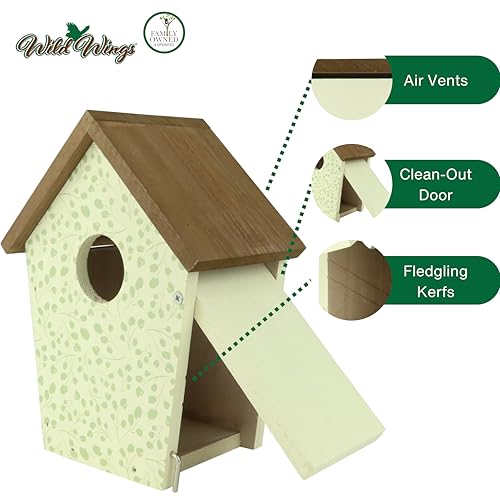 Wild Wings Decorative Bluebird House Spring Ivy, White - style: Spring Ivy