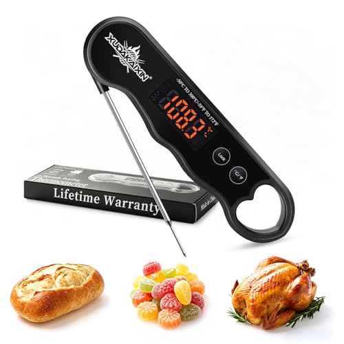 0.3s Fast Read Meat Thermometer – USB-C Rechargeable,Black | Digital instant read for BBQ, baking, and candy –no batteries needed - color: Black