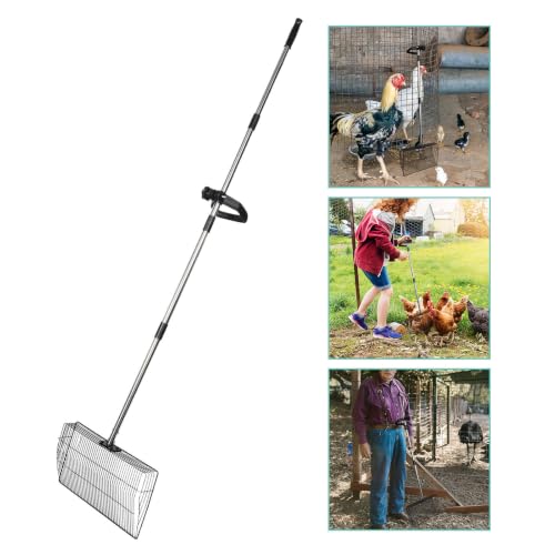 ULTECHNOVO Heavy Duty Long Handle Design in Poultry Manure Scooper Stainless Steel Wide Scoop Surface Efficient Cleaning and Poultry Operations and Chicken Coop