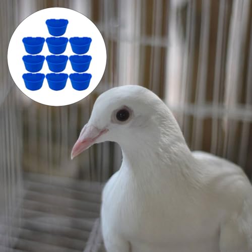 COLLBATH 10 Pcs Bird Cage Feeder Cups Plastic Cage Feeder with Hooks Semicircle Bird Water Bowl for Pigeon Feeding Water Cup for Food and 3.54 X 2.48 X 2.28 in