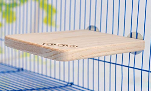 Litewoo Bird Wood Perch Platform Stand Shelf for Parrot Budgie Parakeet, M | Natural wood, smooth sanded surface for chew/stand, for small-medium birds/cockatiel/conure/cockatoo/cage, 7.09x5.12x0.59in