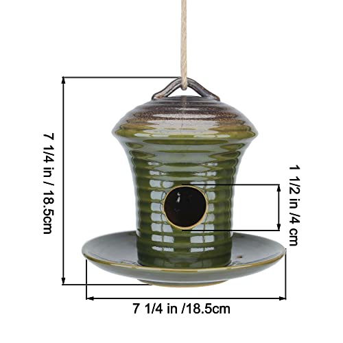 Kimdio Birdhouse Ceramic Hanging Birdhouses Bird Hut Hanging Multi-Function Outdoor Bird Feeders for Wild Birds, Finch, Cardinal, and Bluebird - Green - color: d - Green bird feeder
