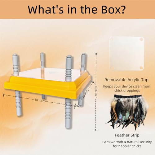 Chick Brooder Heating Plate Brooder Heat Plate for Chicks Ducklings with Feathers 10×10 Inch 15W Adjustable Height & Angle Easy Cleaning Chicks Heater