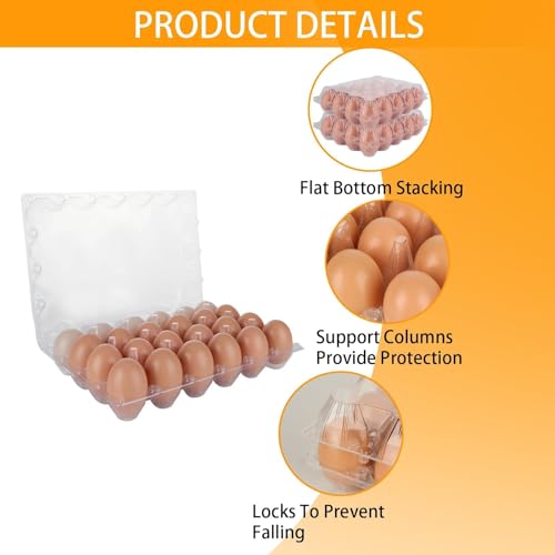 36 PCS Plastic Egg Cartons Cheap Bulk 24 Count Clear Blank Egg Cartons with Free Labels Holds up to 24 Eggs Securely Reusable Egg Carton for Family Pasture Chicken Farm Market Display, 4x6 Grids - size: 4x6