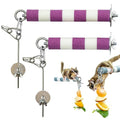SMOLKITH 2-Pack Bird Perch with Fruit Vegetable Holder, Textured Nail Trimming Stand for Sugar Gliders, Parrots & Cockatiels, 304 Stainless Steel Foraging Skewer, 17cm & 21cm (Purple) - color: Purple