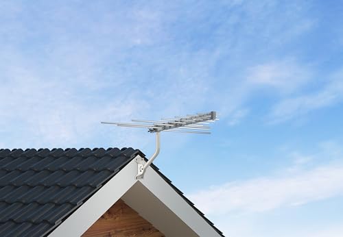 Universal Adjustable Mounting Pole, Steel J-Mount for Attic Outdoor Roof Wall Installation, Weatherproof Mast Pole, Mounting Bracket and Hardware Included (Diameter 1 1/4", Length 16 1/2", White) - size: 16.5"