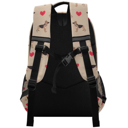 Kids German Shepherd Backpack for Boys Girls School Bags | Elementary Middle, Travel Daypack Lightweight Waterproof with Reflective Strip - color: German Shepherd Dog Heart