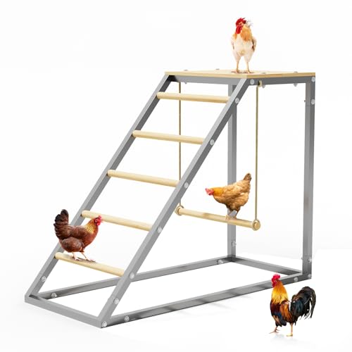 Chicken Perch with Swing, Sturdy Chicken Roosting Bars with Ladder for Backyard Farm, Easy Installation, 37.6" L x 15.7" W x 27.5" H