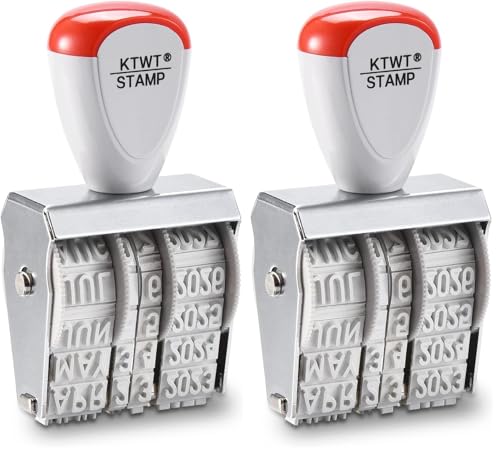 KTWT 1.5" Rubber Stamp Line Dater, Date Stamp, Office Stamp, Rotating Stamp 3/16" (5mm) (Pack of 2) - size: 1.30 x 0.2 inches (Pack of 2)