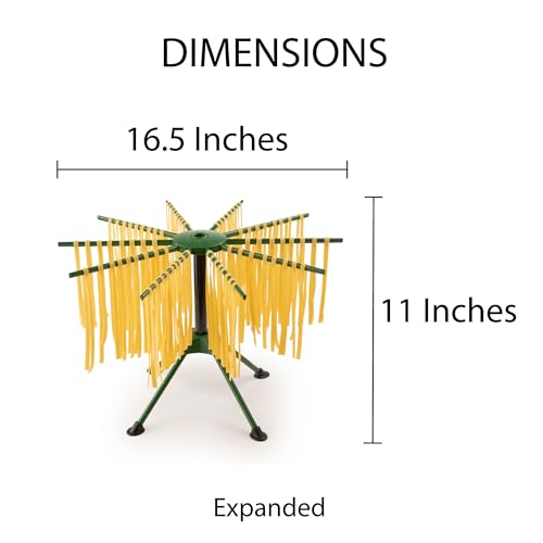 Fante's Collapsible Pasta Drying Rack, for Drying Spaghetti Fettuccine Angel Hair Linguini and Long Homemade Noodles - color: Green