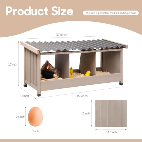 Nesting Boxe for Chickens, 3 Compartments Wooden Chicken Coop, Wall-Mounted Chicken Nesting Box for Laying Eggs with PVC Roof, Easy Install Nesting Boxes Accessories for Chickens, Hens, Ducks