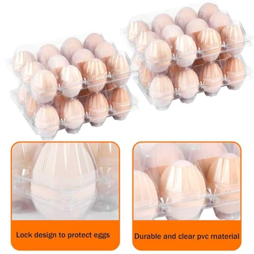 150 Pack 12 Count Plastic Egg Cartons - Bulk Cheap Clear Reusable Egg Containers for Chicken Eggs, Dozen Egg Storage Solutions. (150) - size: 3x4，150Pack