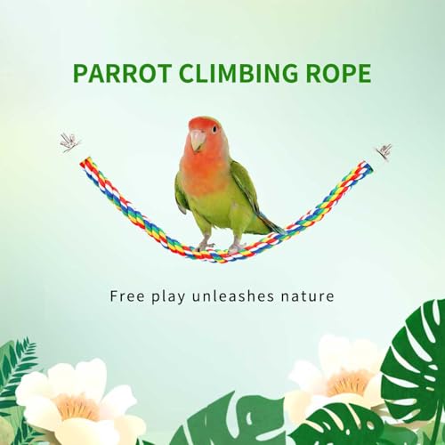 30‘’× 0.78’‘ Bird Rope Perch, Bird cage Accessories | Rope perches for Conures,Parrots,Cockatiel,Lovebird,Budgerigar,Parakeet perches Birds Standing