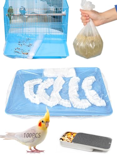 Disposable Bird Cage Liners - Clear Plastic Parakeet Liner Bags - 100 Pcs Universal Film for Finches, Canaries, Cockatiels - size: 100PCS